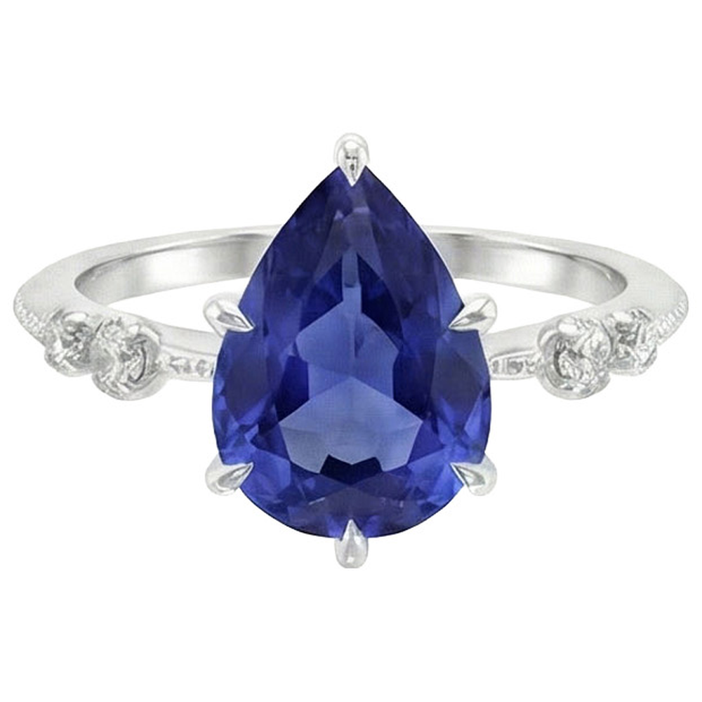 naturel pear diamant 2.50carats bague détail rapproché