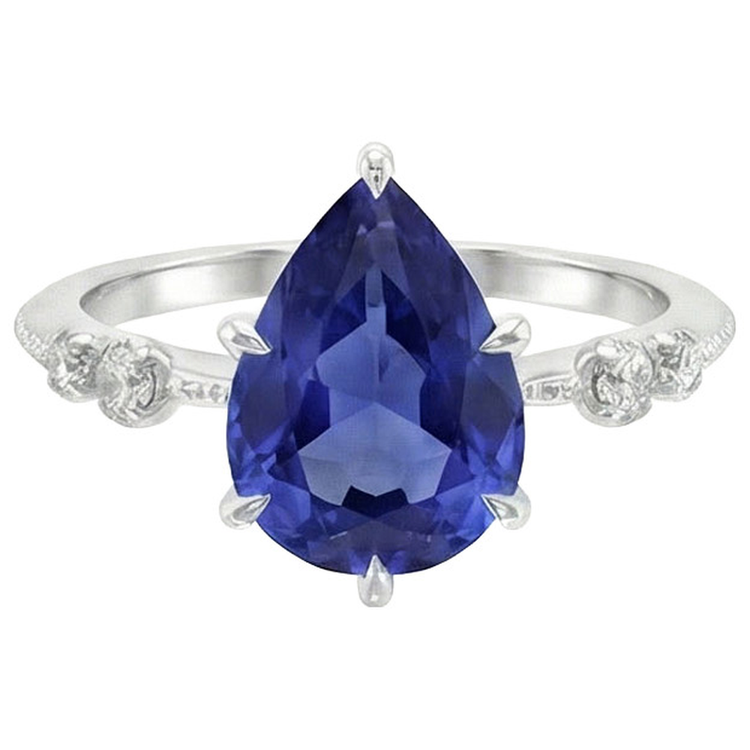 naturel pear diamant 2.50carats bague détail rapproché