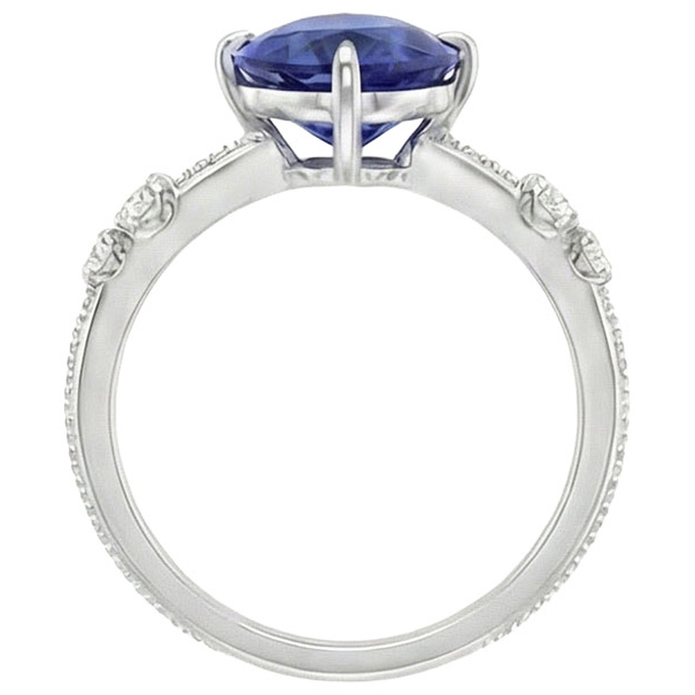 naturel pear diamant 2.50carats bague vue de profil