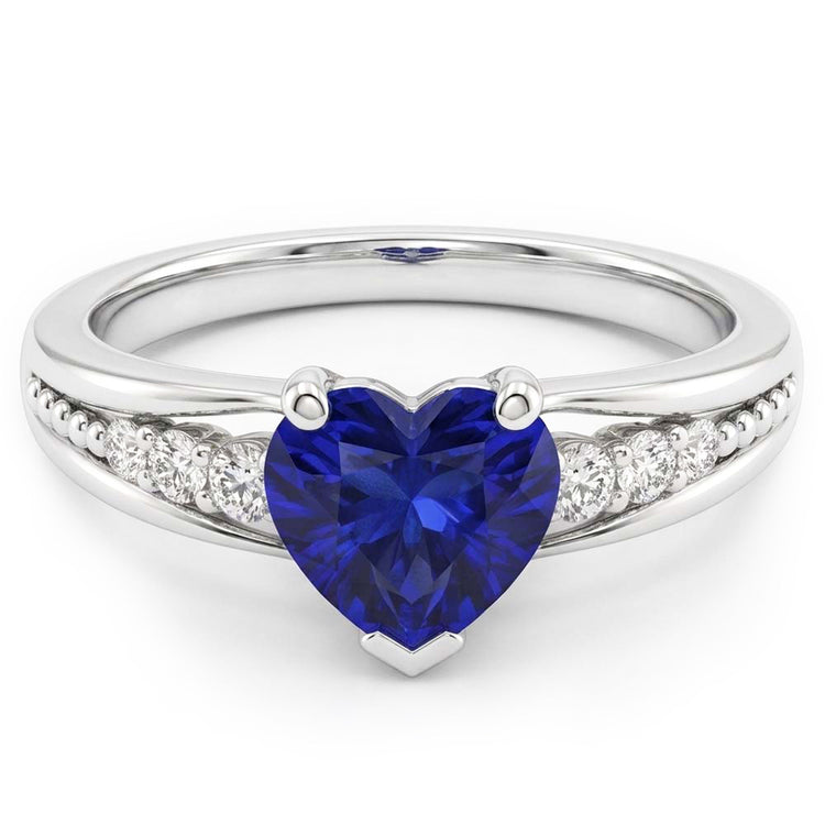 Bague Diamant Avec Pierres Précieuses Taille Coeur Bijoux En Saphir De Ceylan