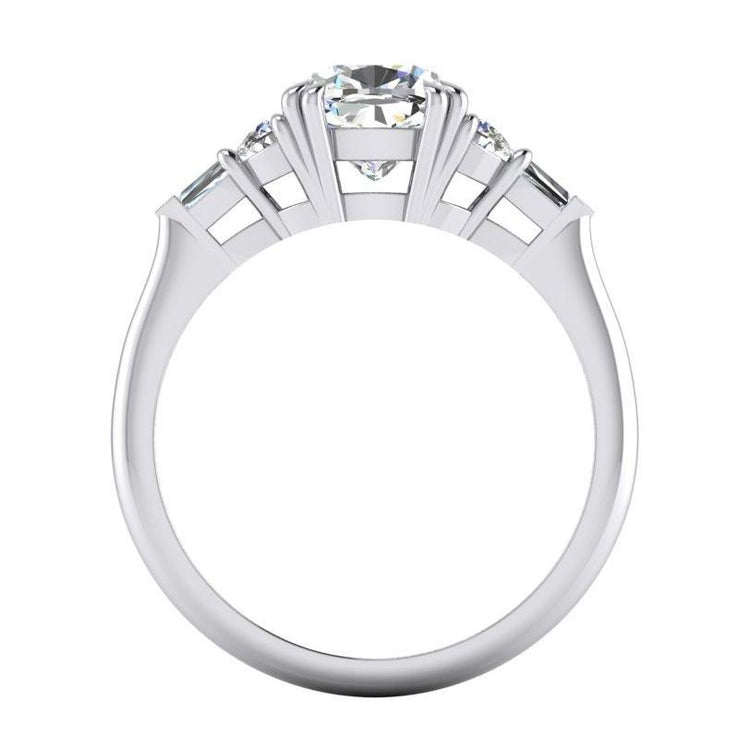 Bague Diamant Baguette Demi Lunes Taille Coussin 3 Ct Excellente Taille 18K - HarryChadEnt.FR
