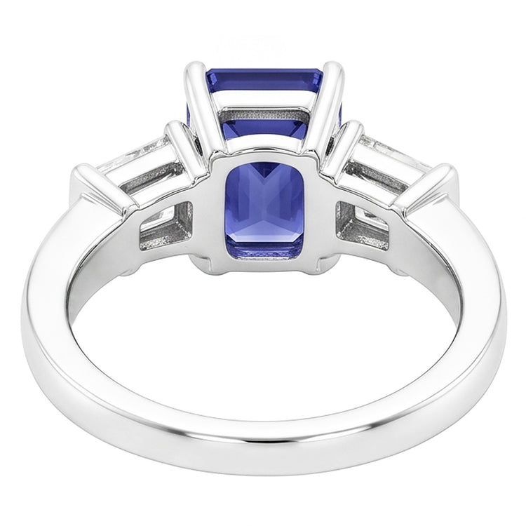 Bague Diamant Baguette Or 3 Pierres Saphir Ceylan Bijoux 2.50 Carats