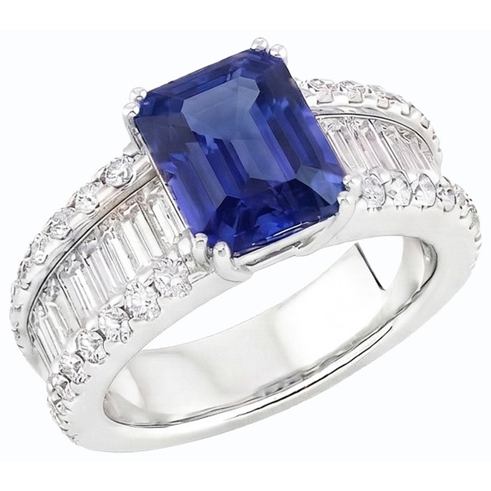 naturel radiant diamant 3.50carats bague vue de dessus