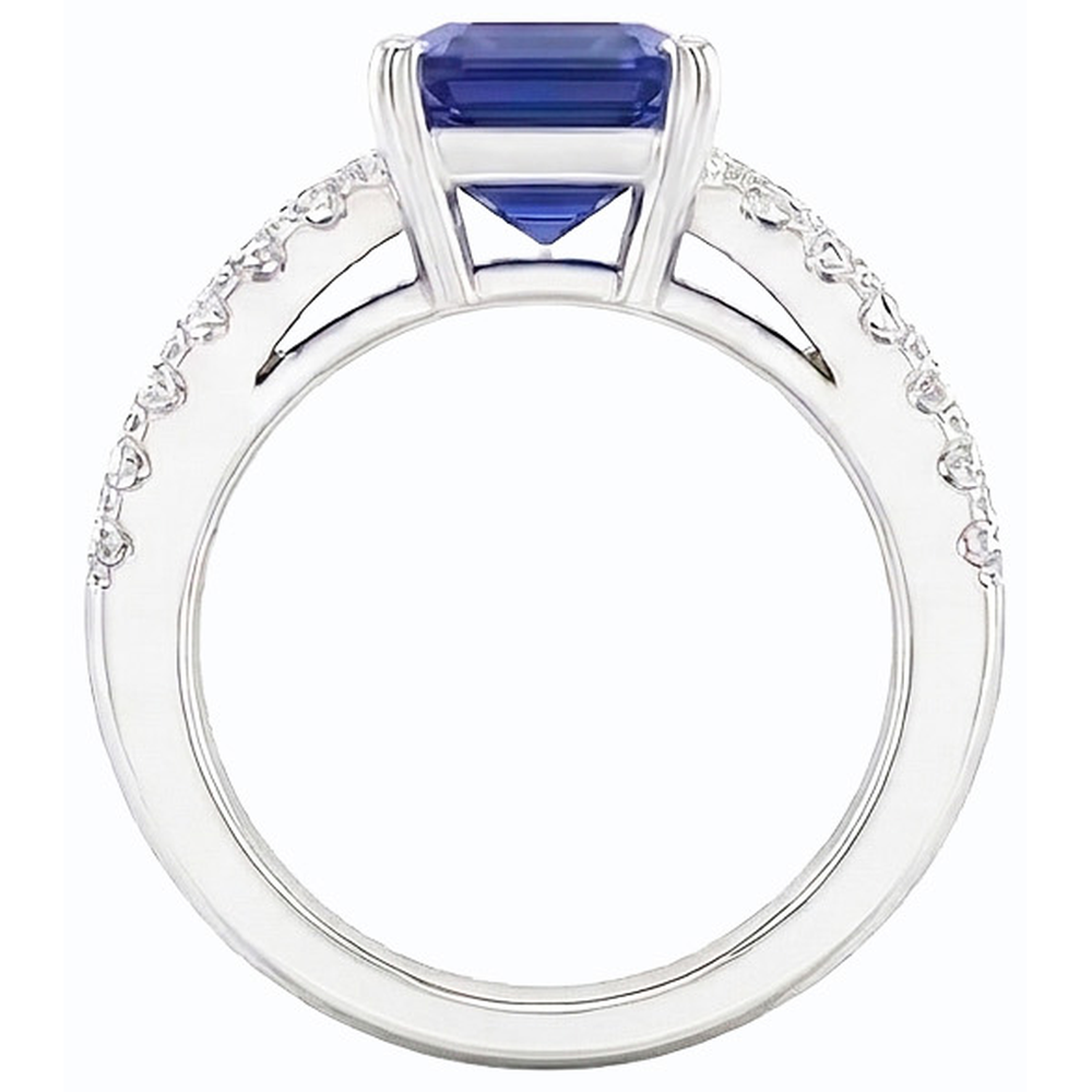 naturel radiant diamant 3.50carats bague vue de profil