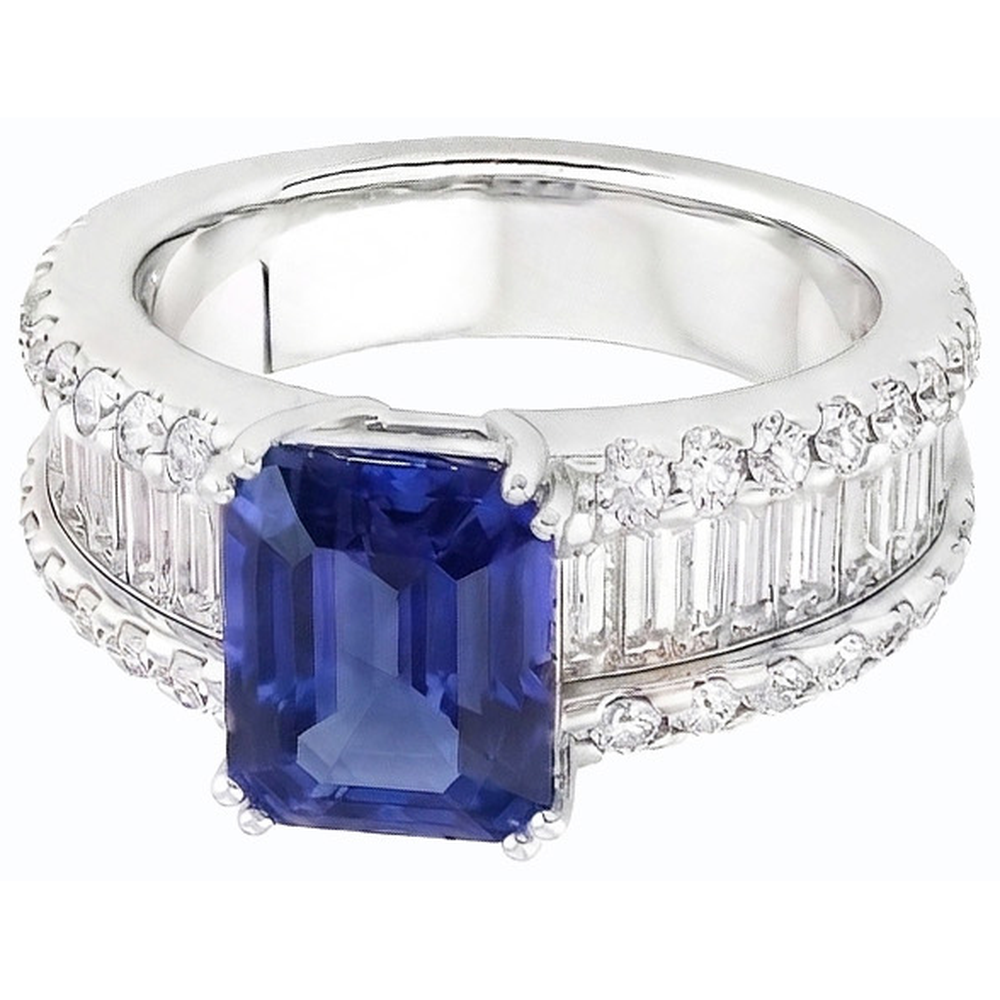naturel radiant diamant 3.50carats bague détail rapproché
