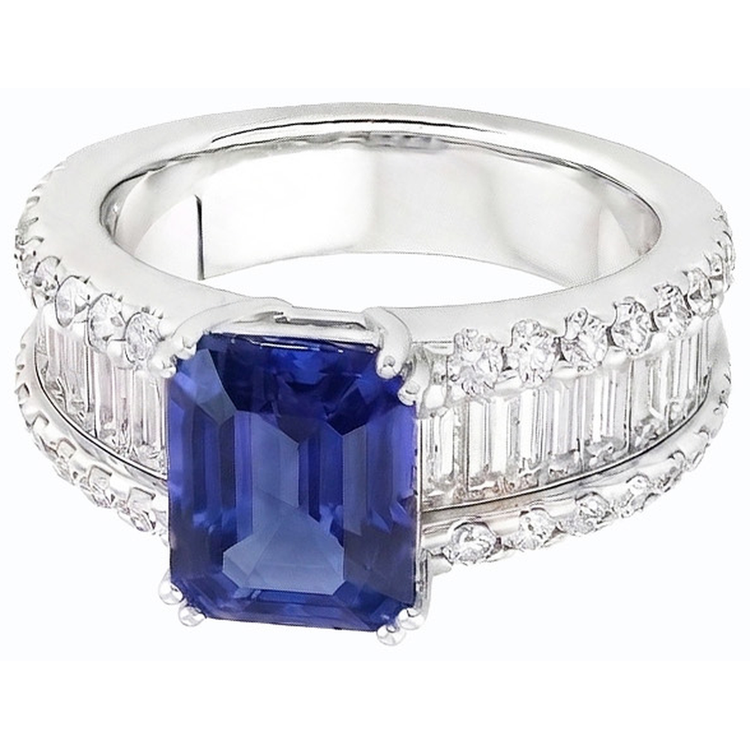 naturel radiant diamant 3.50carats bague détail rapproché