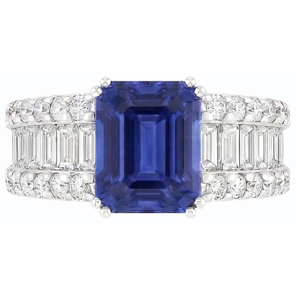 naturel radiant diamant 3.50carats bague vue de face