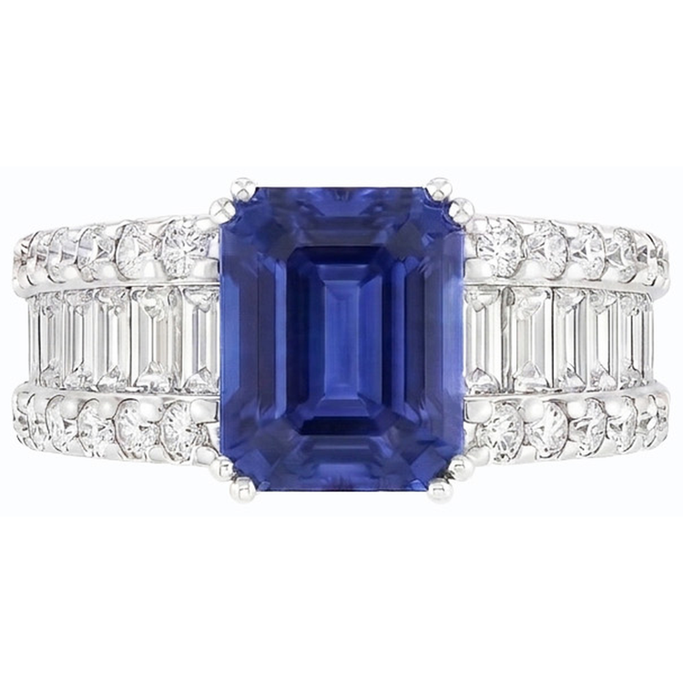 naturel radiant diamant 3.50carats bague vue de face