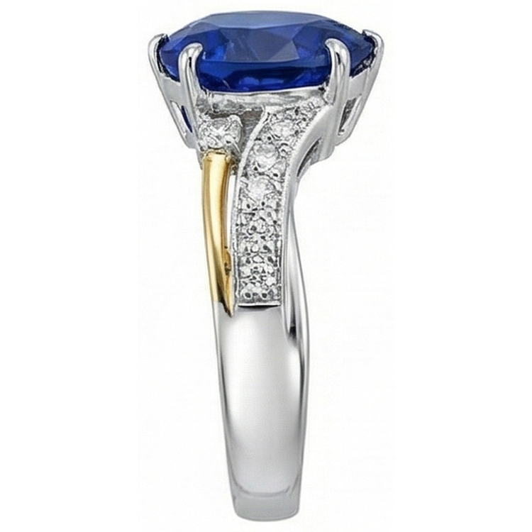 Bague Diamant Coeur Anniversaire Saphir Bleu 3 Carats Bijoux Femme
