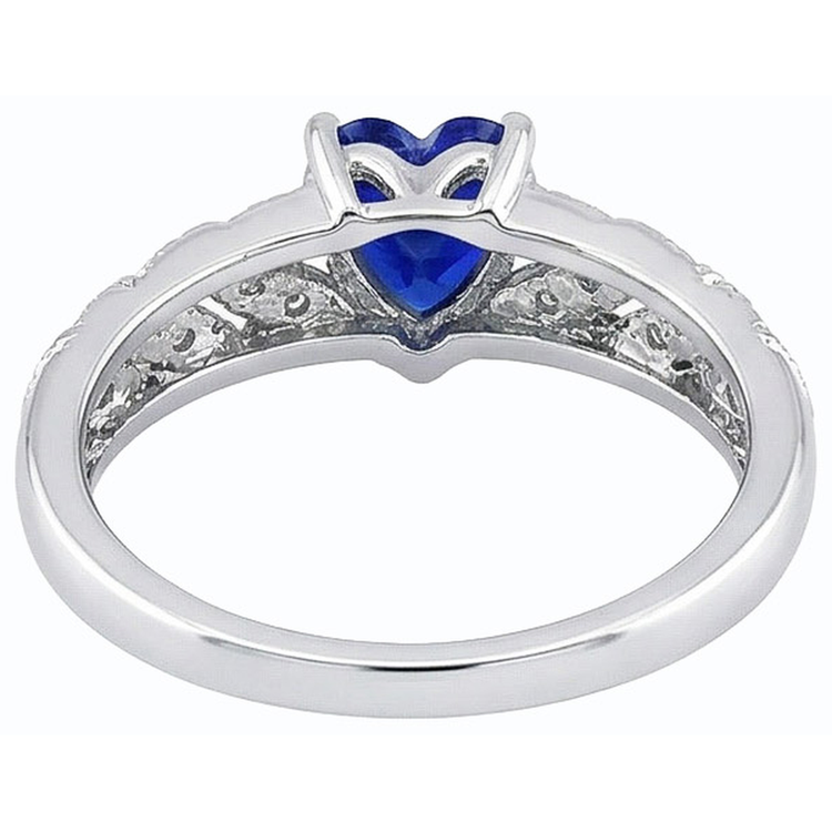 Bague Diamant Coeur Halo Saphir Bleu 2.50 Carats Bijoux De Style Feuille