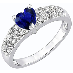 Bague Diamant Coeur Halo Saphir Bleu 2.50 Carats Bijoux De Style Feuille