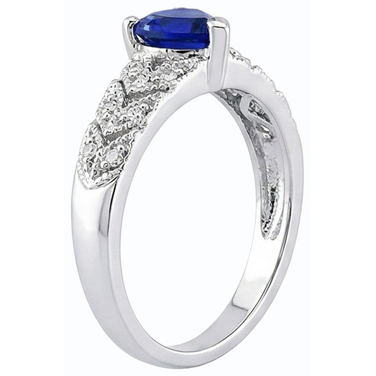 Bague Diamant Coeur Halo Saphir Bleu 2.50 Carats Bijoux De Style Feuille