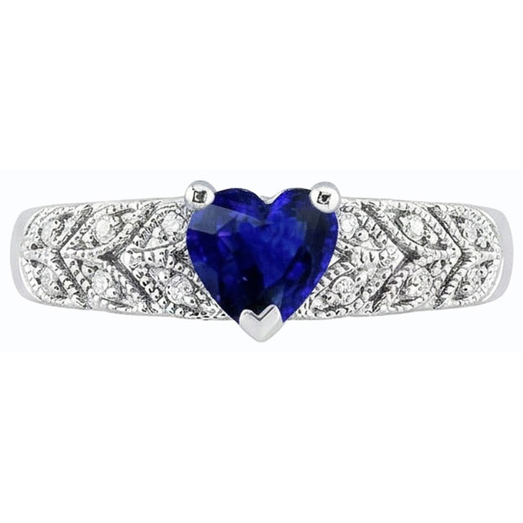 Bague Diamant Coeur Halo Saphir Bleu 2.50 Carats Bijoux De Style Feuille