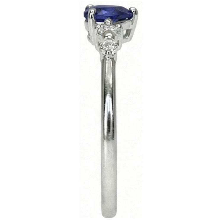 Bague Diamant Coeur Saphir Bleu 5 Pierres 1.25 Carats Bijoux En Or