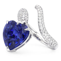 Bague Diamant Coeur Saphir Bleu Style Torsadé 5 Carats