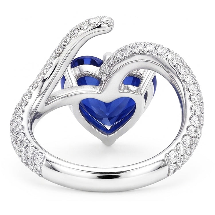 Bague Diamant Coeur Saphir Bleu Style Torsadé 5 Carats