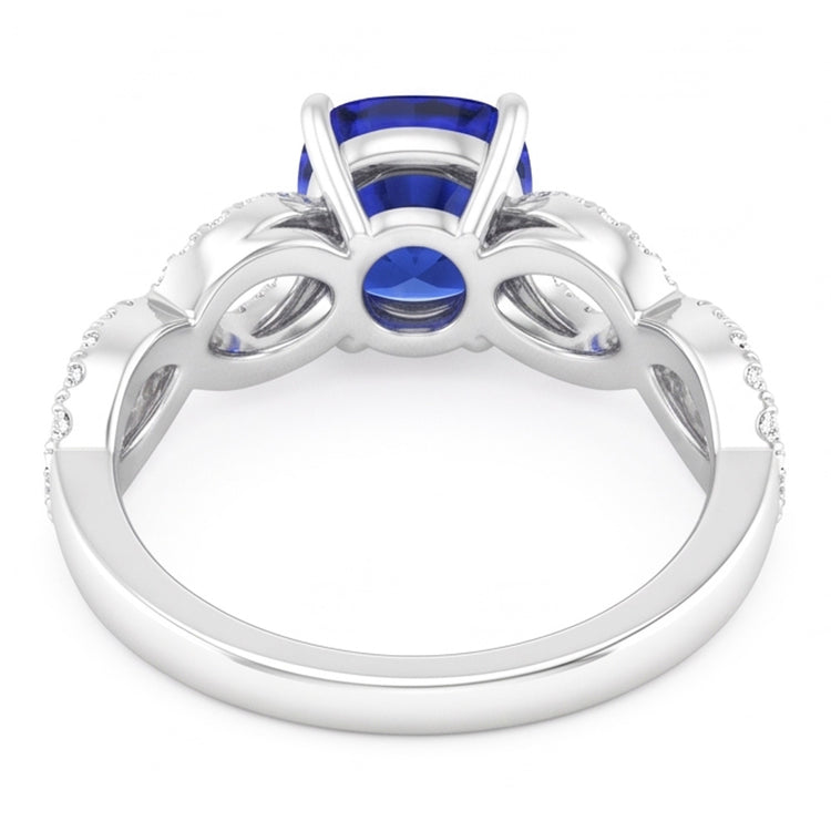 Bague Diamant Coussin Bleu Saphir Pierre Gemme Infinity Style 3 Carats
