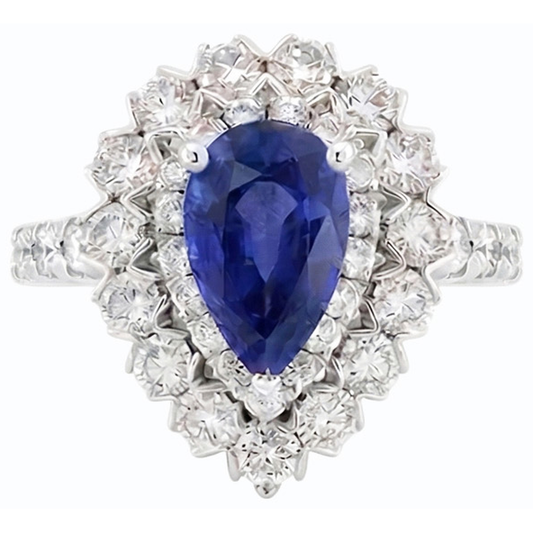 naturel pear diamant 4.50carats bague angle de côté
