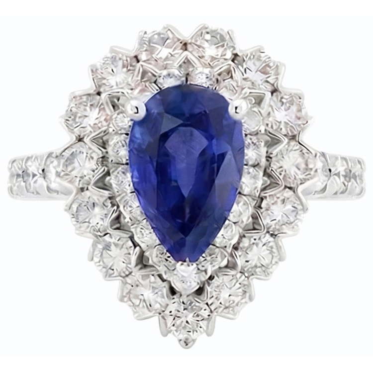 naturel pear diamant 4.50carats bague angle de côté