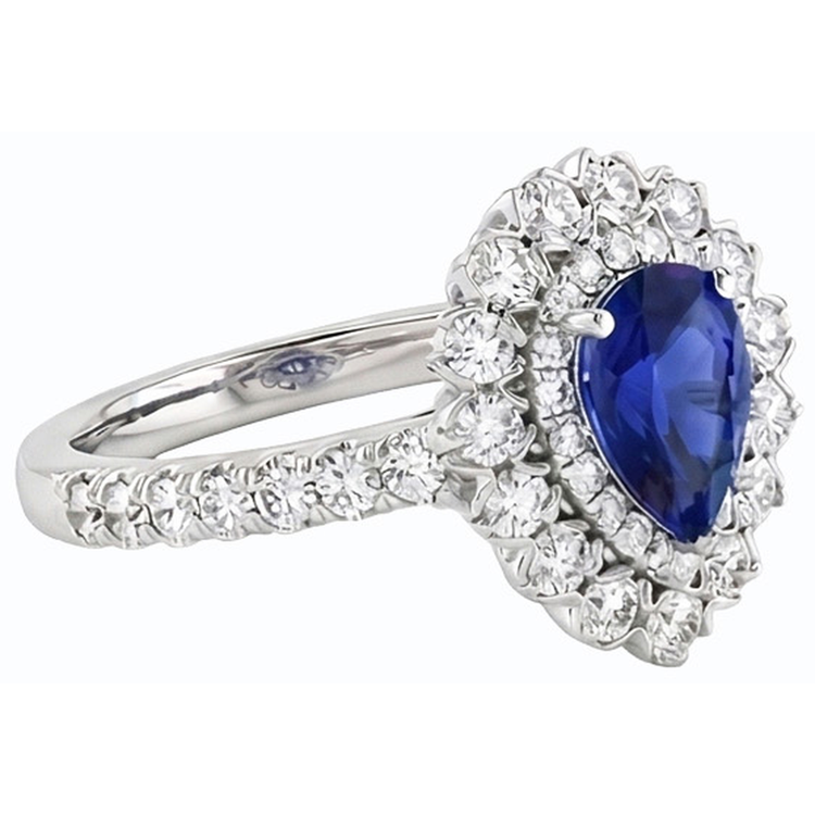 naturel pear diamant 4.50carats bague vue de profil