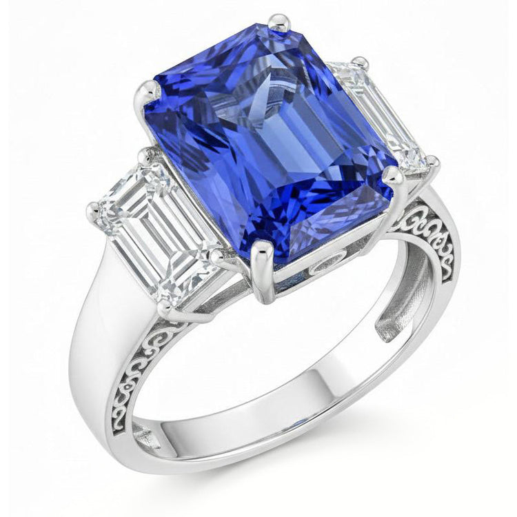 naturel radiant diamant 5carats bague détail rapproché