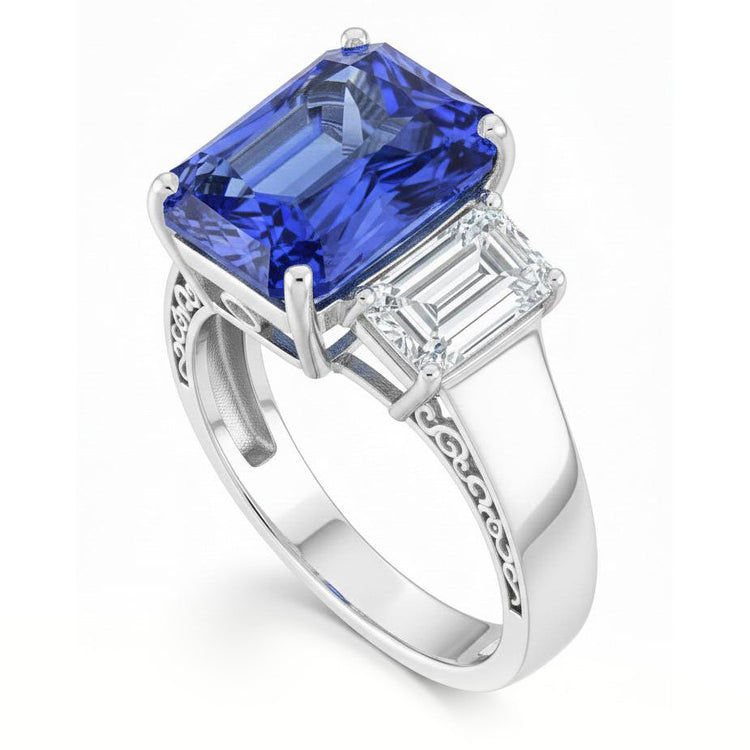 naturel radiant diamant 5carats bague vue de dessus
