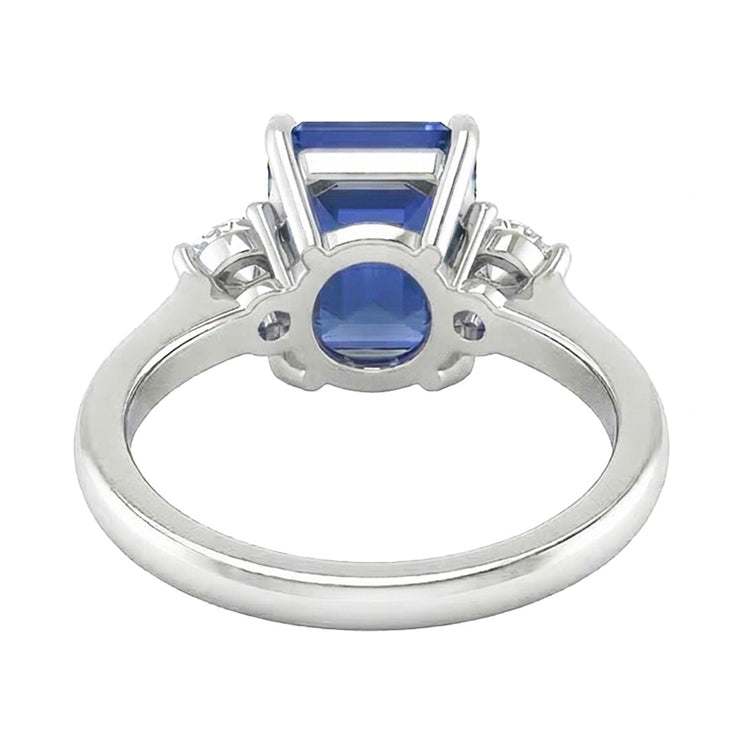 Bague Diamant Émeraude Saphir 5 Pierres Or Blanc 2 Carats Bijoux