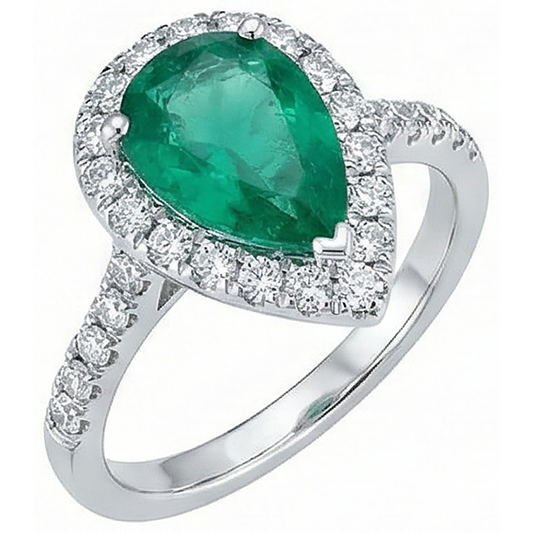 Bague Diamant Naturels Extraits des Mines ( et non cultivés en laboratoire ) Emeraude Vert Femme Or Blanc 14K 5 Carats Bijoux Pierres Précieuses
