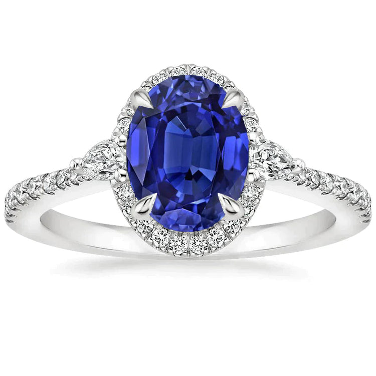 Bague Diamant Et Saphir Ovale