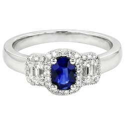 Bague Diamant Naturels Extraits des Mines ( et non cultivés en laboratoire ) Et Saphir Style 3 Pierres