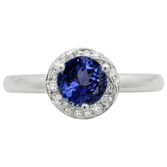 naturel round tanzanite 2.25carats bague angle de côté