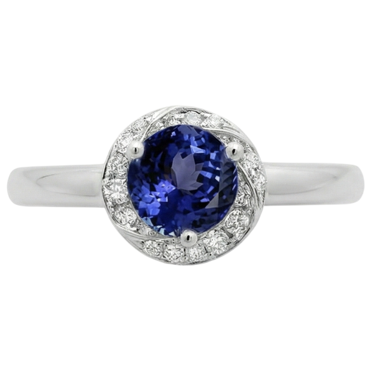 naturel round tanzanite 2.25carats bague angle de côté