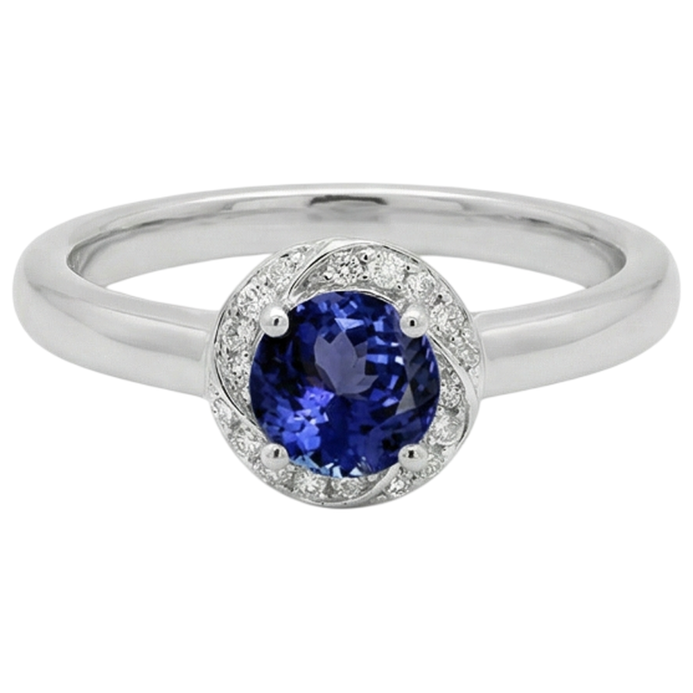 naturel round tanzanite 2.25carats bague détail rapproché
