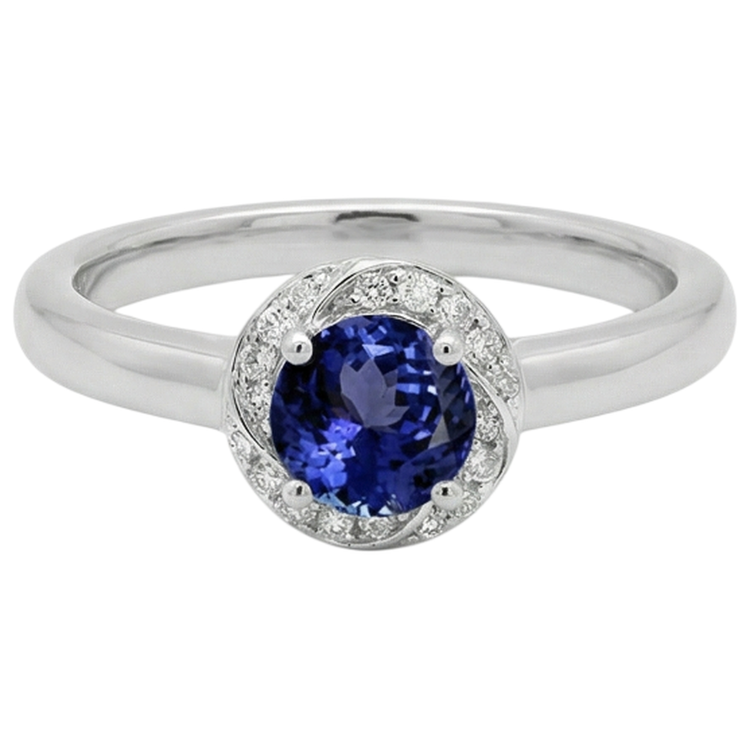 naturel round tanzanite 2.25carats bague détail rapproché