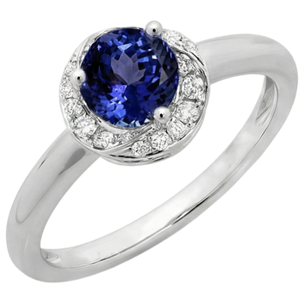 naturel round tanzanite 2.25carats bague vue de dessus