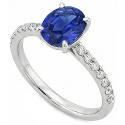 Bague Diamant Naturels Extraits des Mines ( et non cultivés en laboratoire ) Femme Ovale Ceylan Saphir Accents Or 14K 5.50 Carats