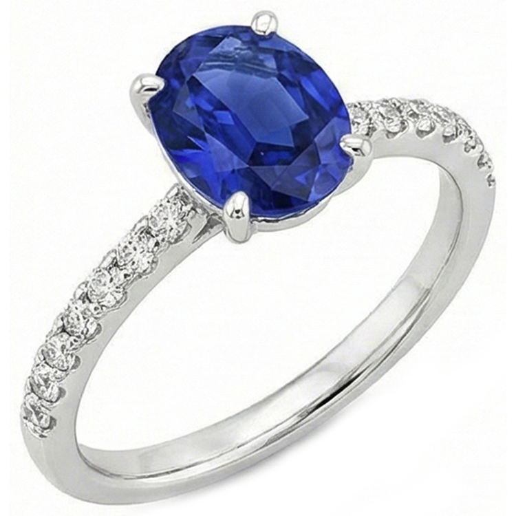 Bague Diamant Naturels Extraits des Mines ( et non cultivés en laboratoire ) Femme Ovale Ceylan Saphir Accents Or 14K 5.50 Carats