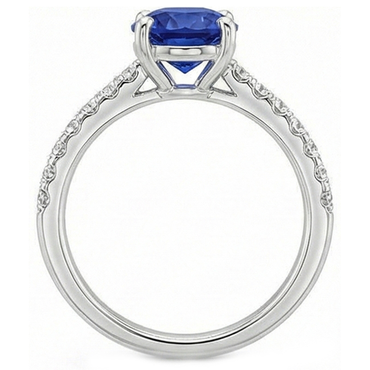 Bague Diamant Naturels Extraits des Mines ( et non cultivés en laboratoire ) Femme Ovale Ceylan Saphir Accents Or 14K 5.50 Carats