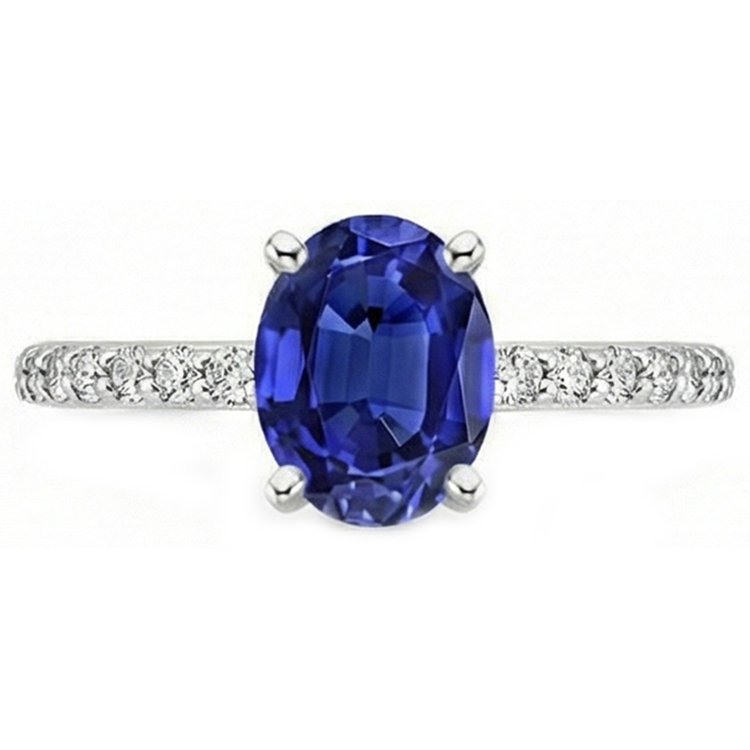 Bague Diamant Naturels Extraits des Mines ( et non cultivés en laboratoire ) Femme Ovale Ceylan Saphir Accents Or 14K 5.50 Carats