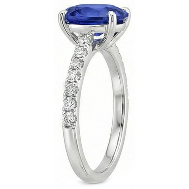 Bague Diamant Naturels Extraits des Mines ( et non cultivés en laboratoire ) Femme Ovale Ceylan Saphir Accents Or 14K 5.50 Carats