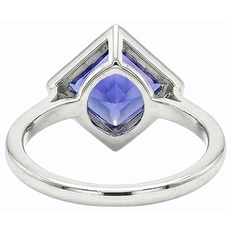 Bague Diamant Halo Princesse Saphir Bleu 3 Carats Style Pyramide