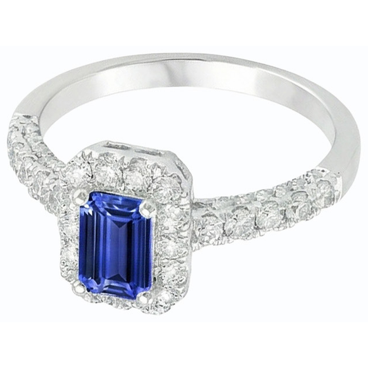 Bague Diamant Halo Sri Lanka Saphir Bijoux de Mariage Or 3 Carats