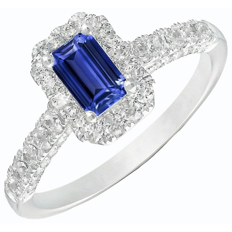 Bague Diamant Halo Sri Lanka Saphir Bijoux de Mariage Or 3 Carats