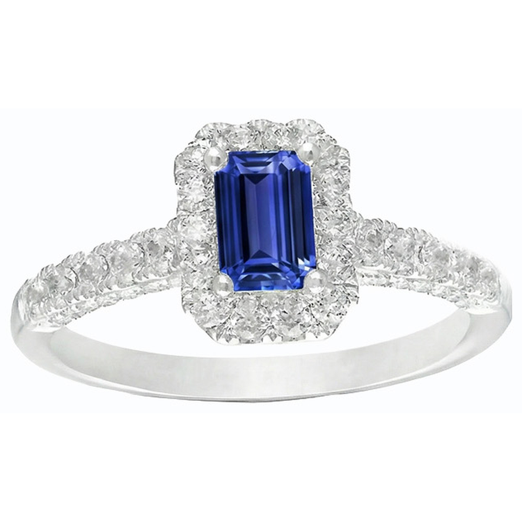 Bague Diamant Halo Sri Lanka Saphir Bijoux de Mariage Or 3 Carats