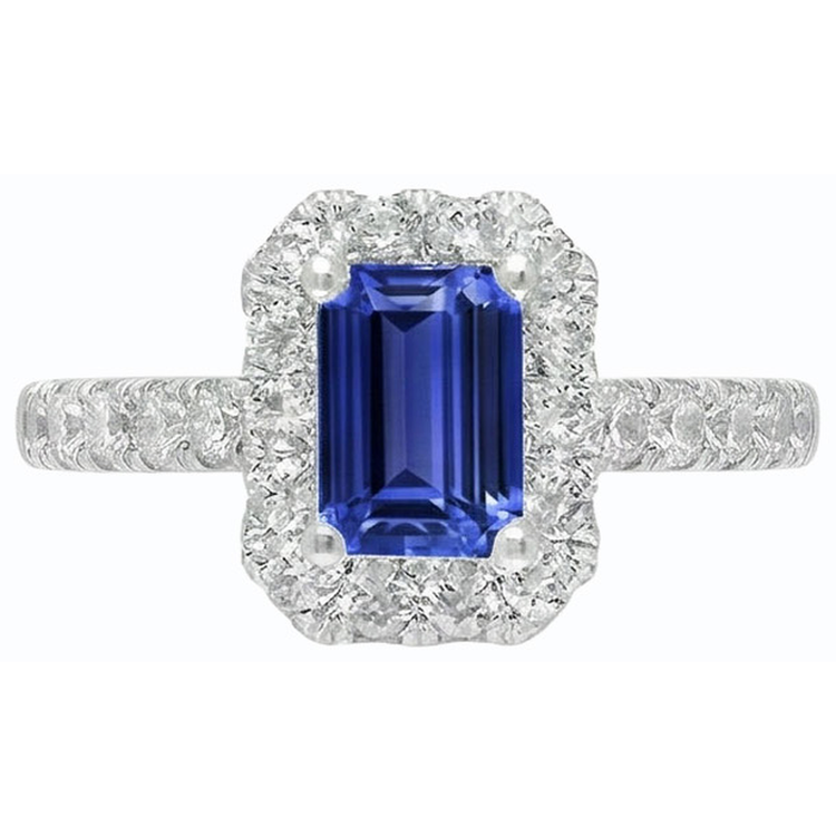 Bague Diamant Halo Sri Lanka Saphir Bijoux de Mariage Or 3 Carats