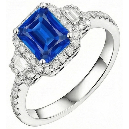 naturel round saphir 4.50carats bague angle de côté