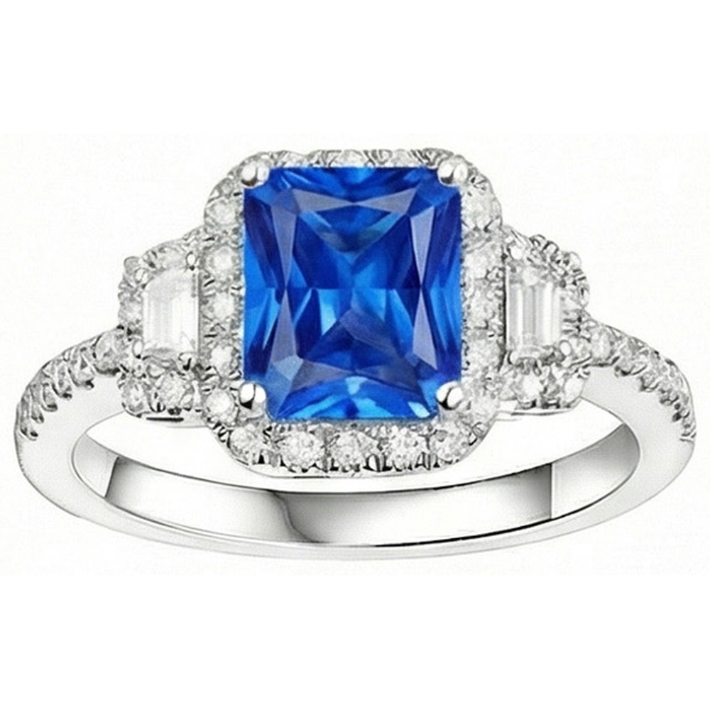 naturel round saphir 4.50carats bague vue de profil