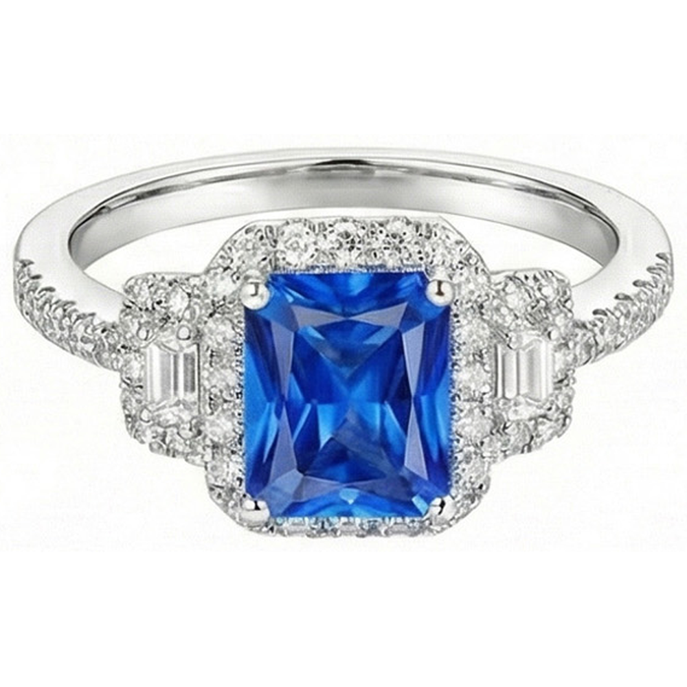 naturel round saphir 4.50carats bague sur blanc