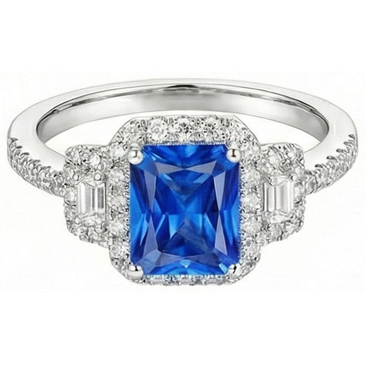 naturel round saphir 4.50carats bague sur blanc