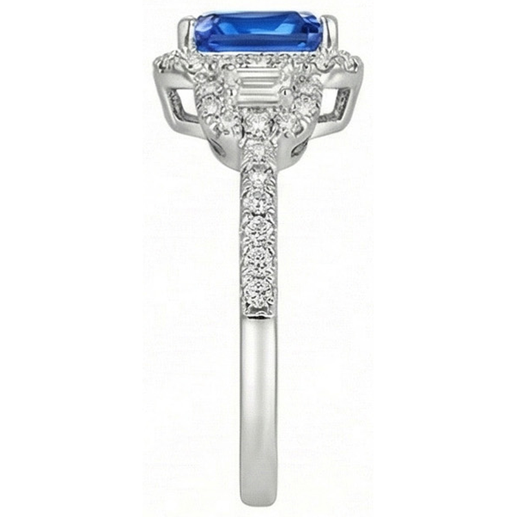 naturel round saphir 4.50carats bague avec accents diamants